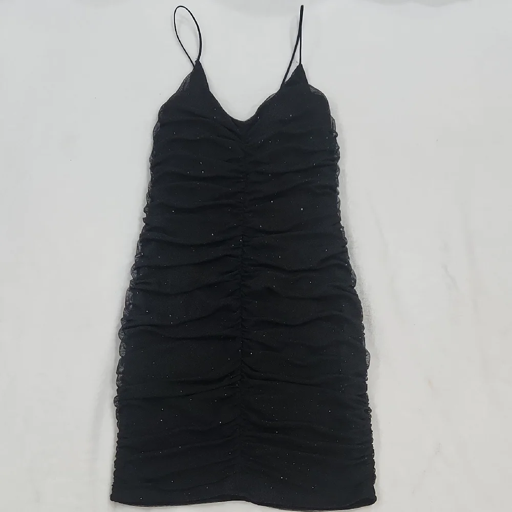 Charlotte Russe Black Ruched Mini Dress